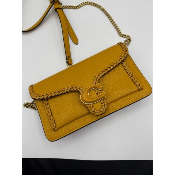 Coach Braided Tabby Chain Clutch - Buttercup Yellow Leather - CJ863 - Picture 2 of 11